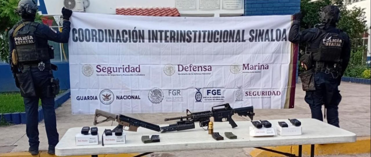 Capturan a una mujer y un hombre con fusiles y un lanzagranadas en Villa Juárez, Navolato