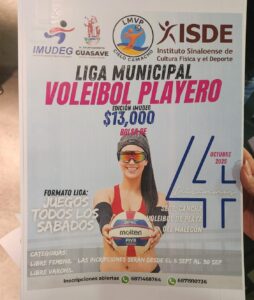 Invitan a la Liga Municipal de Voleibol de playa Cielo Camacho en Guasave