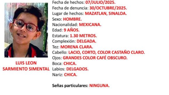 Activan Alerta Ámber por desaparición de Luis León, niño de 9 años en Mazatlán, Sinaloa