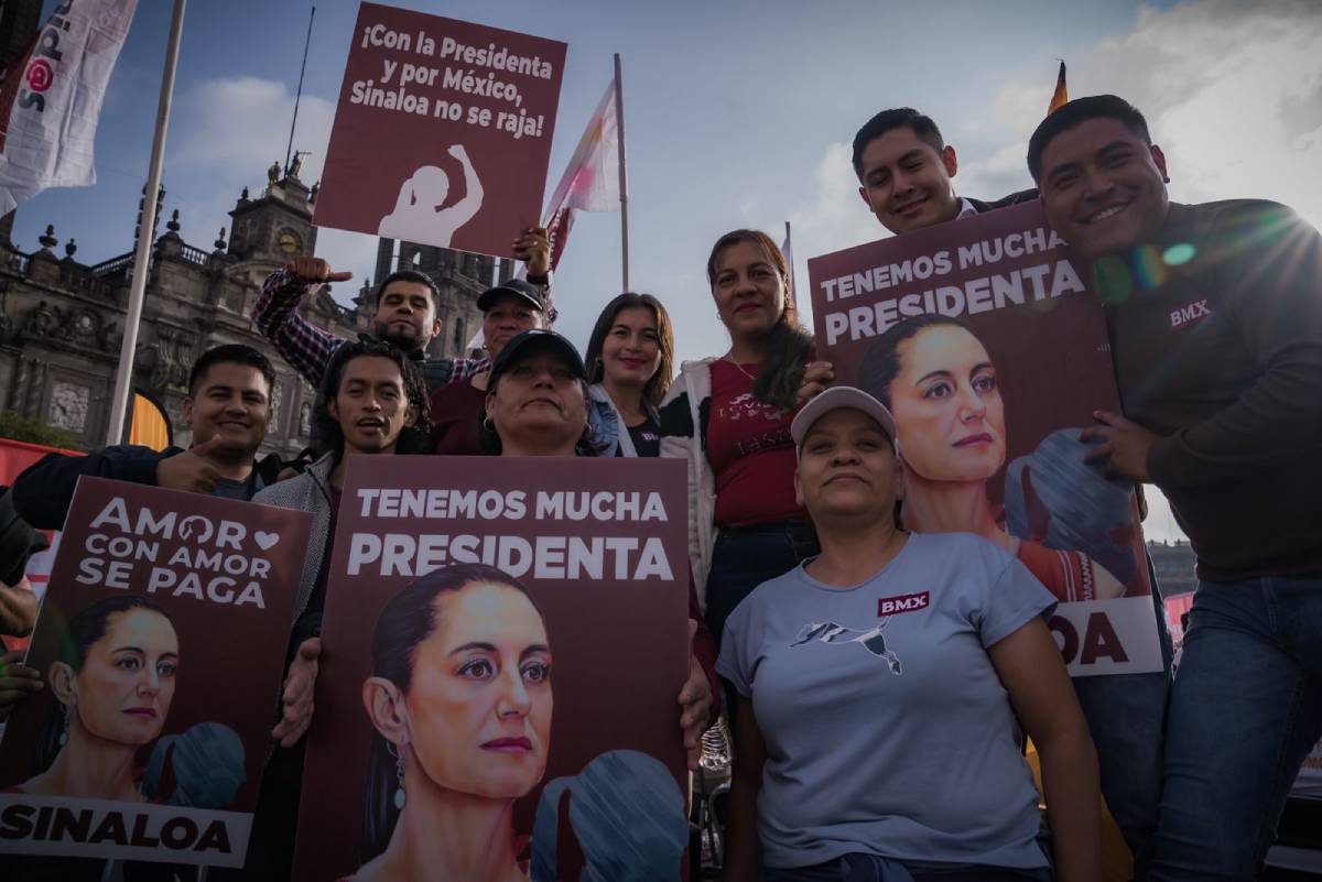Miles de sinaloenses acompañan a Claudia Sheinbaum en el Zócalo