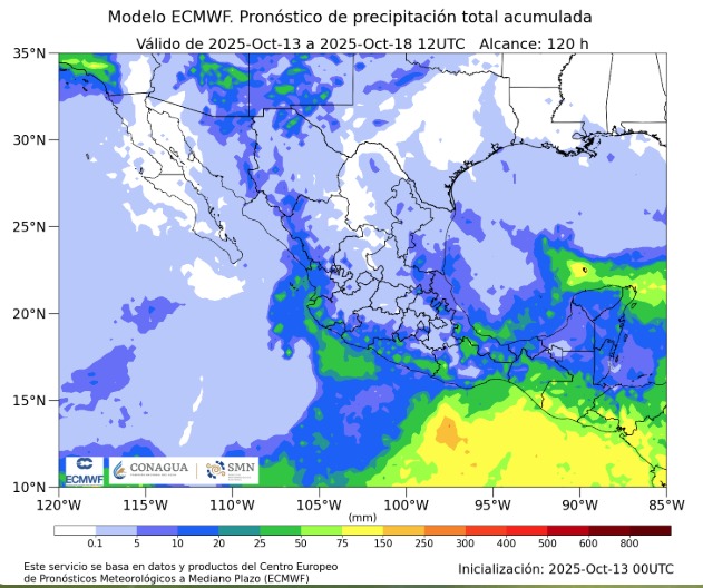 Pronóstico de lluvias en México