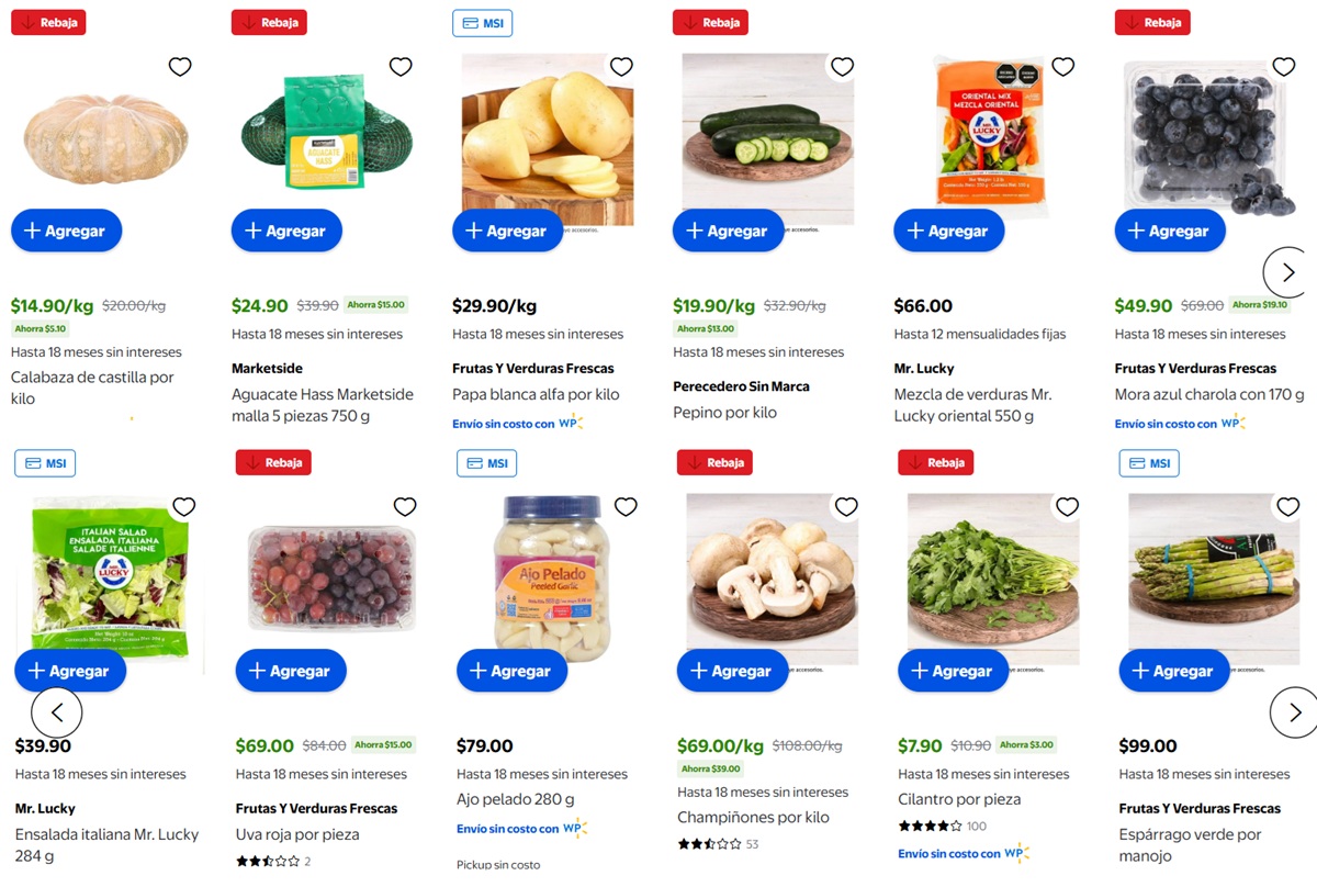 Ofertas de Walmart en Frutas y Verduras