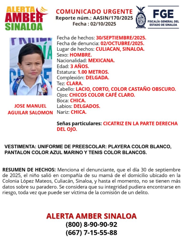 Alerta Amber para localizar a José Manuel