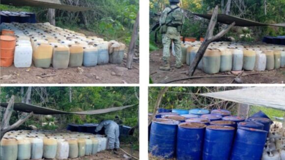 Ejército Mexicano aseguró área de concentración de sustancias para elaboración de droga en Corral Viejo, Culiacán