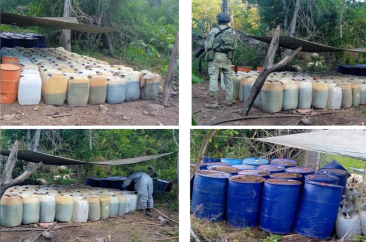 Ejército Mexicano aseguró área de concentración de sustancias para elaboración de droga en Corral Viejo, Culiacán
