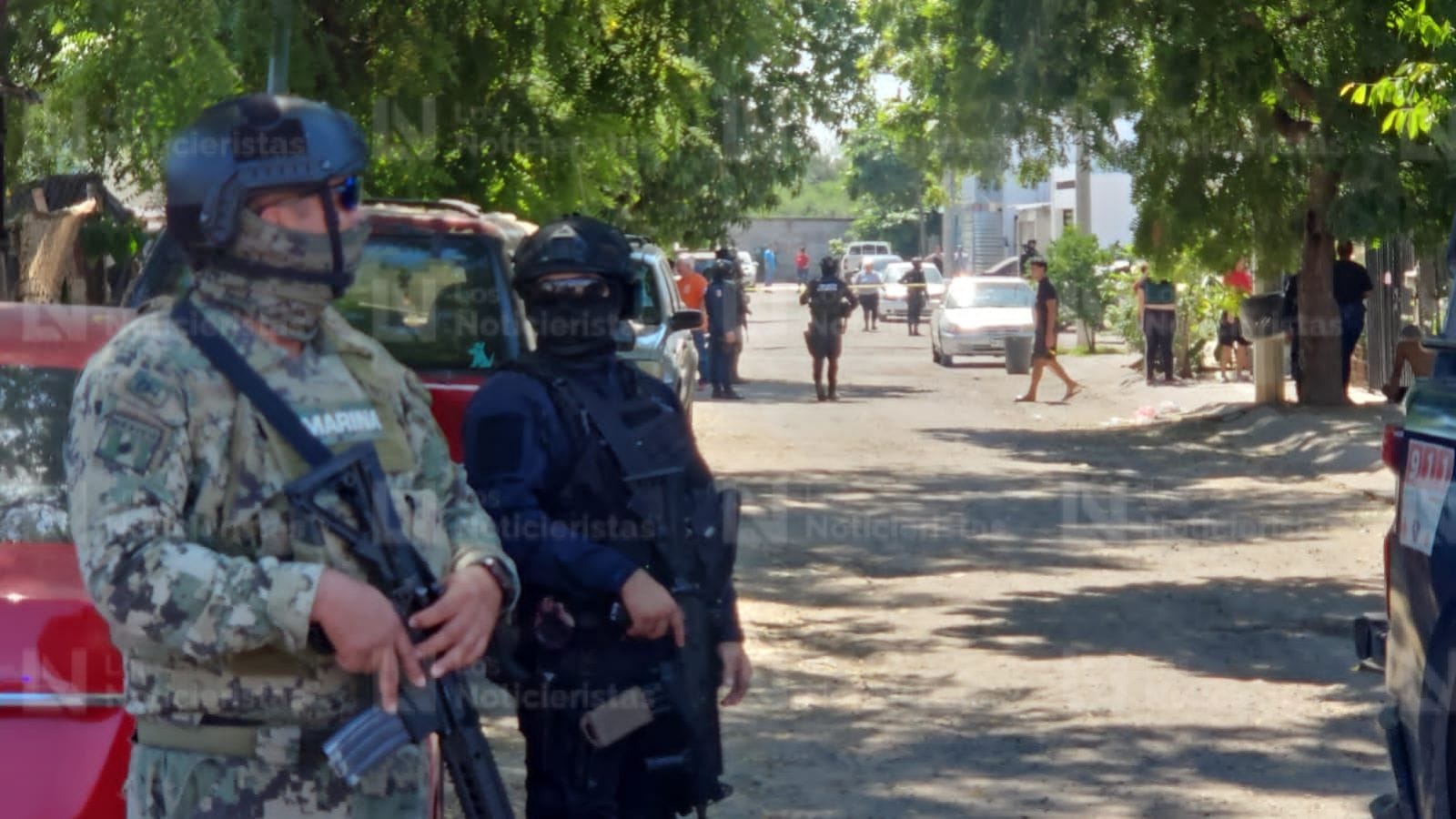 Policía Estatal resguarda zona de ataque a balazos en el fraccionamiento Santa Rocío, Culiacán