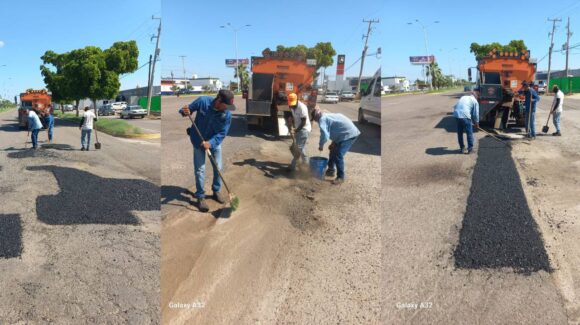 Trabaja Obras Publicas en tres frentes para reparar los baches en el municipio de Ahome, Sinaloa tras las lluvias