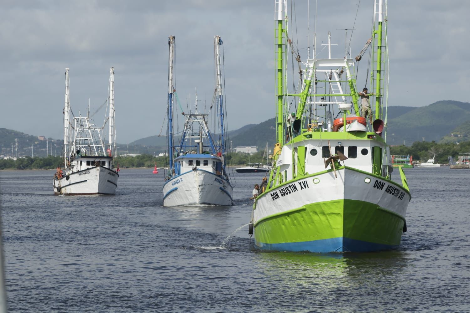 Barco camaronero en altamar