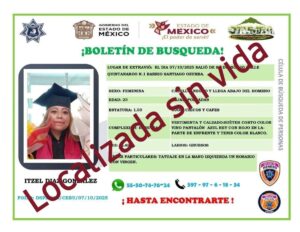 Ficha de búsqueda de Itzel Díaz