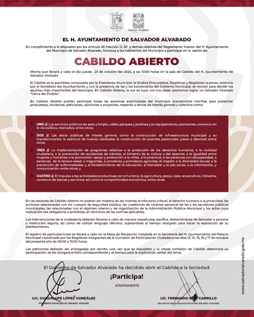 Cabildo abierto en Salvador Alvarado