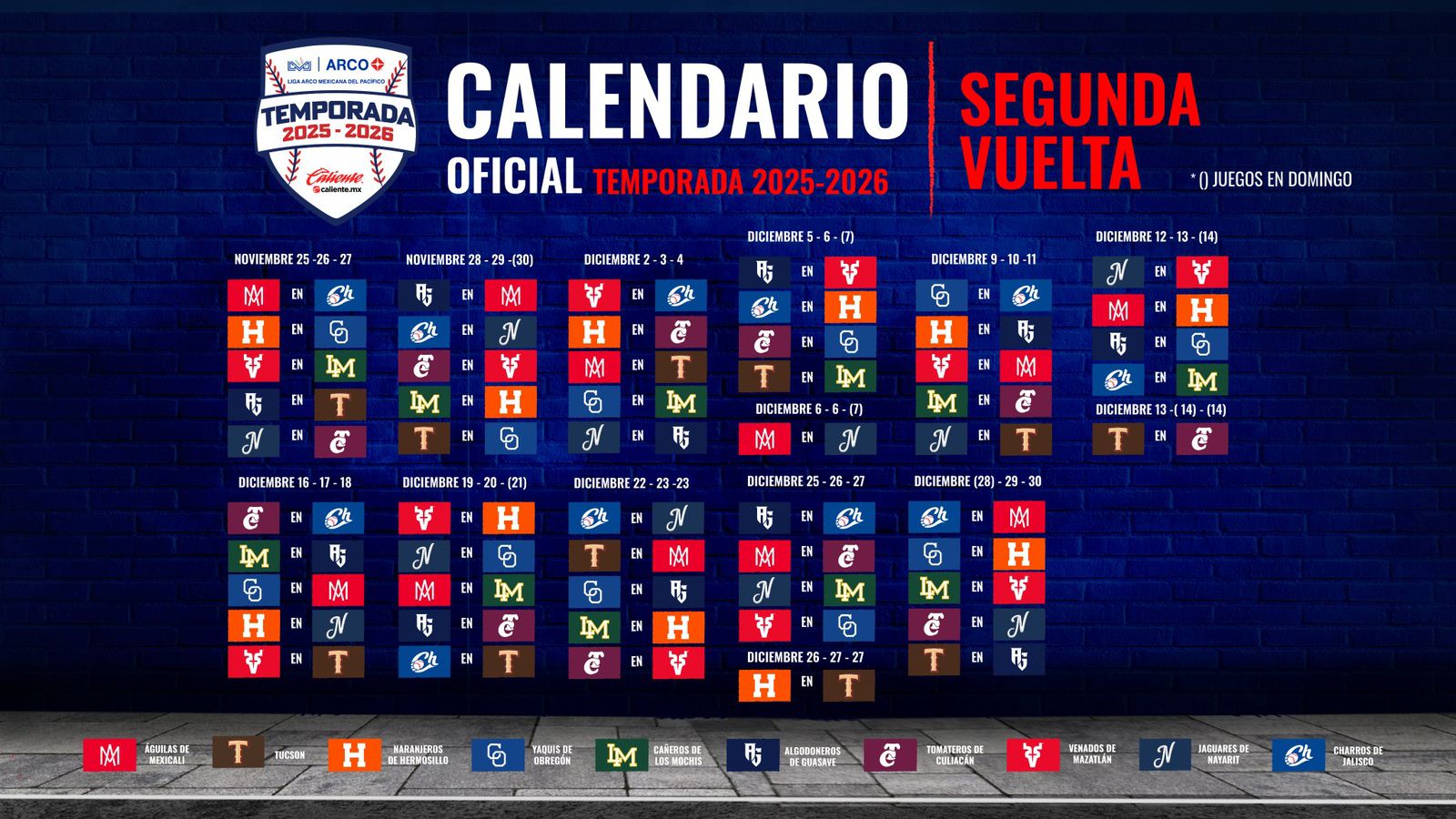 calendario oficial de la temporada de la lmp segunda vuelta