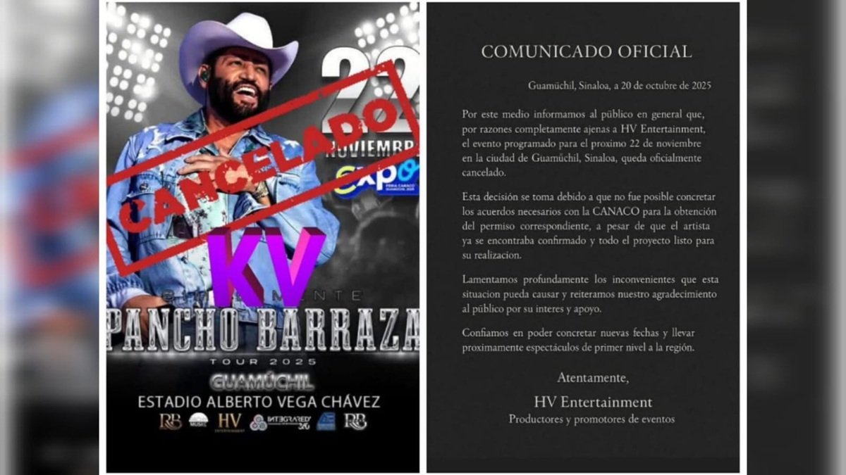 Cancelan concierto de Pancho Barraza, en Guamúchil