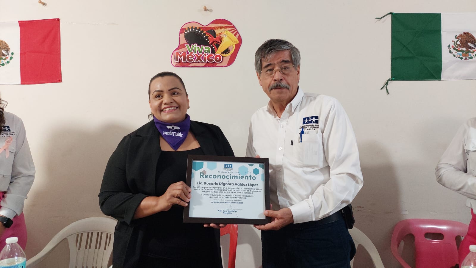 CEDH Sinaloa entrega reconocimiento a la policía Dignora Valdez en Los Mochis
