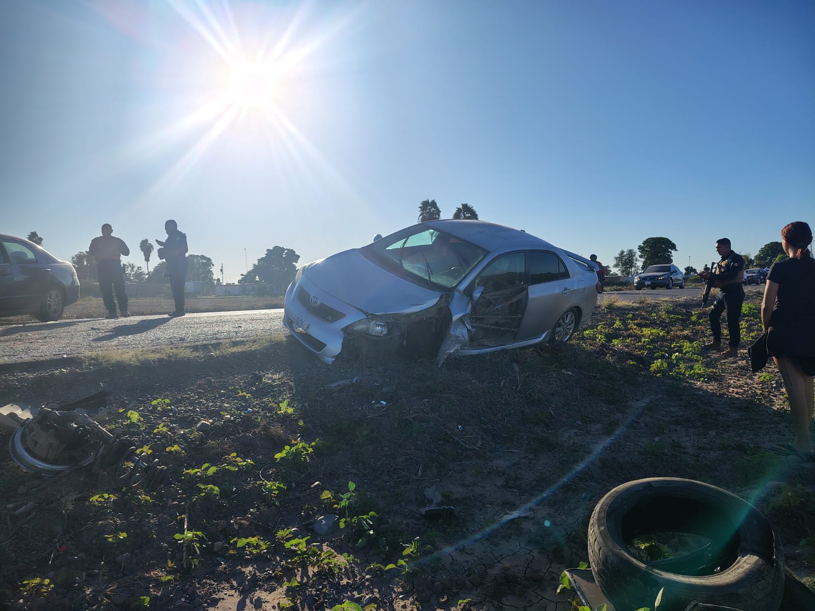 Choque entre dos vehículos en Guasave, Sinaloa