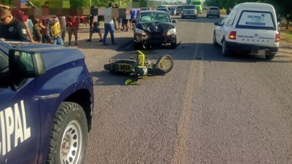 Motociclista resulta gravemente herido tras choque en la carretera estatal de Guasave, Sinaloa
