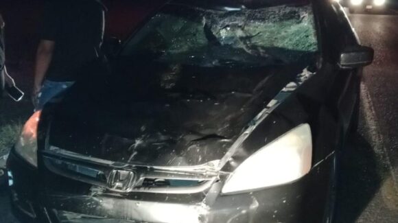 Joven choca su carro contra un potrillo en carretera de Corerepe, Guasave, Sinaloa