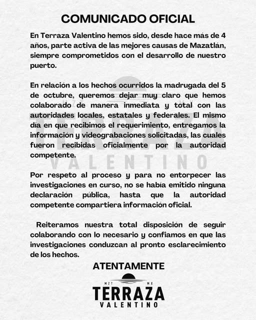 comunicado terraza valentino