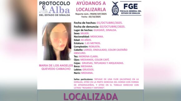 Confirma Fiscalía feminicidio de María de los Ángeles en Guasave, Sinaloa; desactiva ficha de búsqueda
