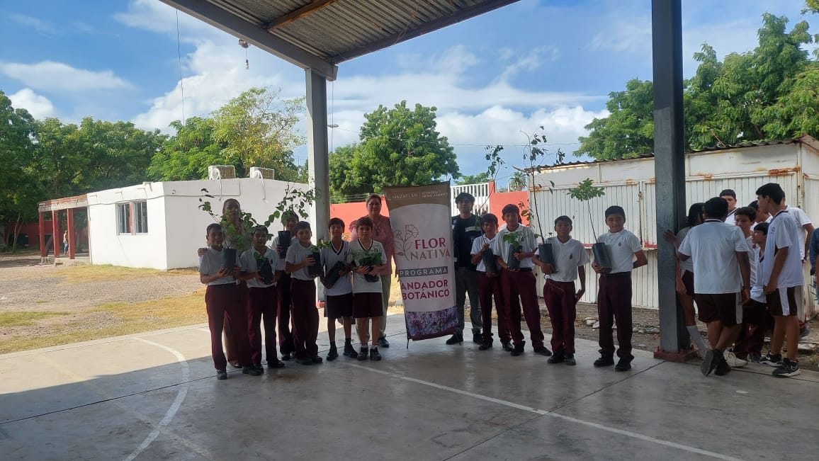 Donan árboles a secundaria de El Castillo, Mazatlán
