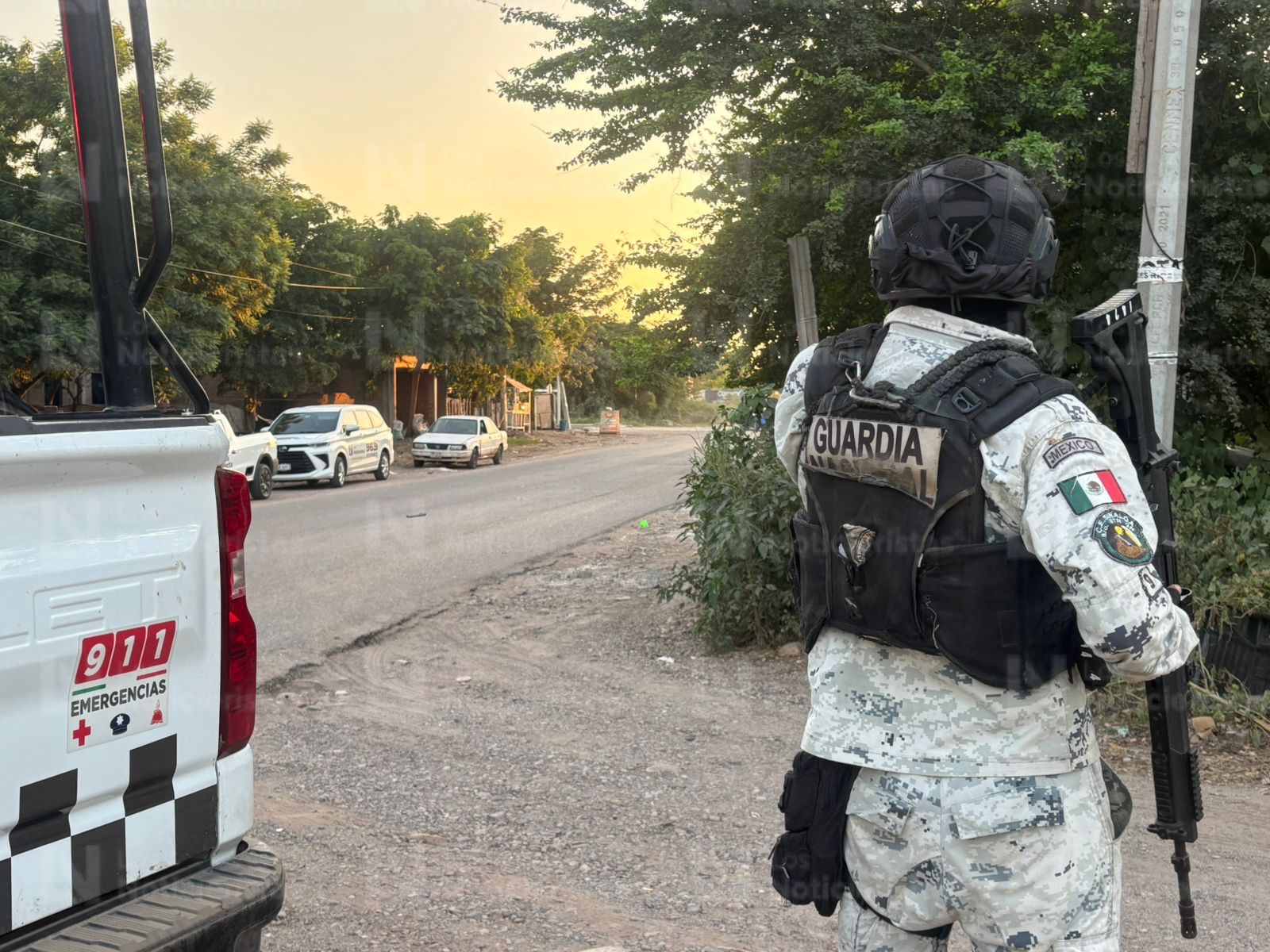 Guardia Nacional en sitio donde ejecutaron a un hombre en Culiacán