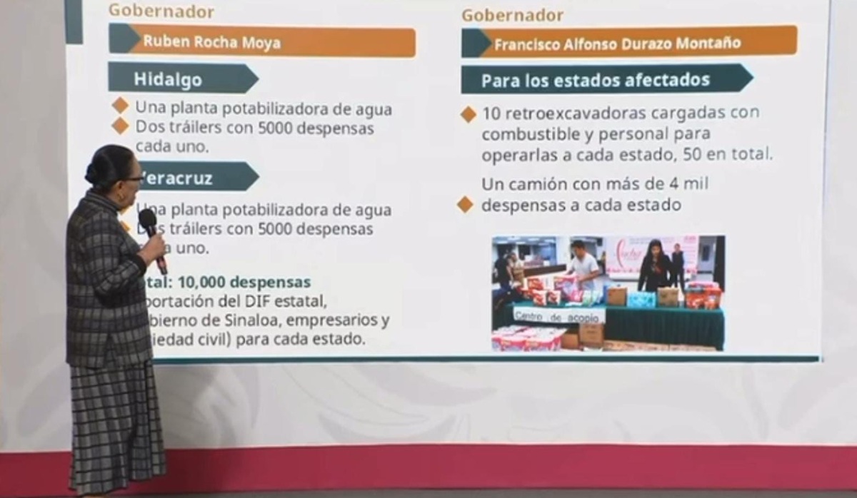 Sinaloa envía apoyos por inundaciones a Hidalgo y Veracruz