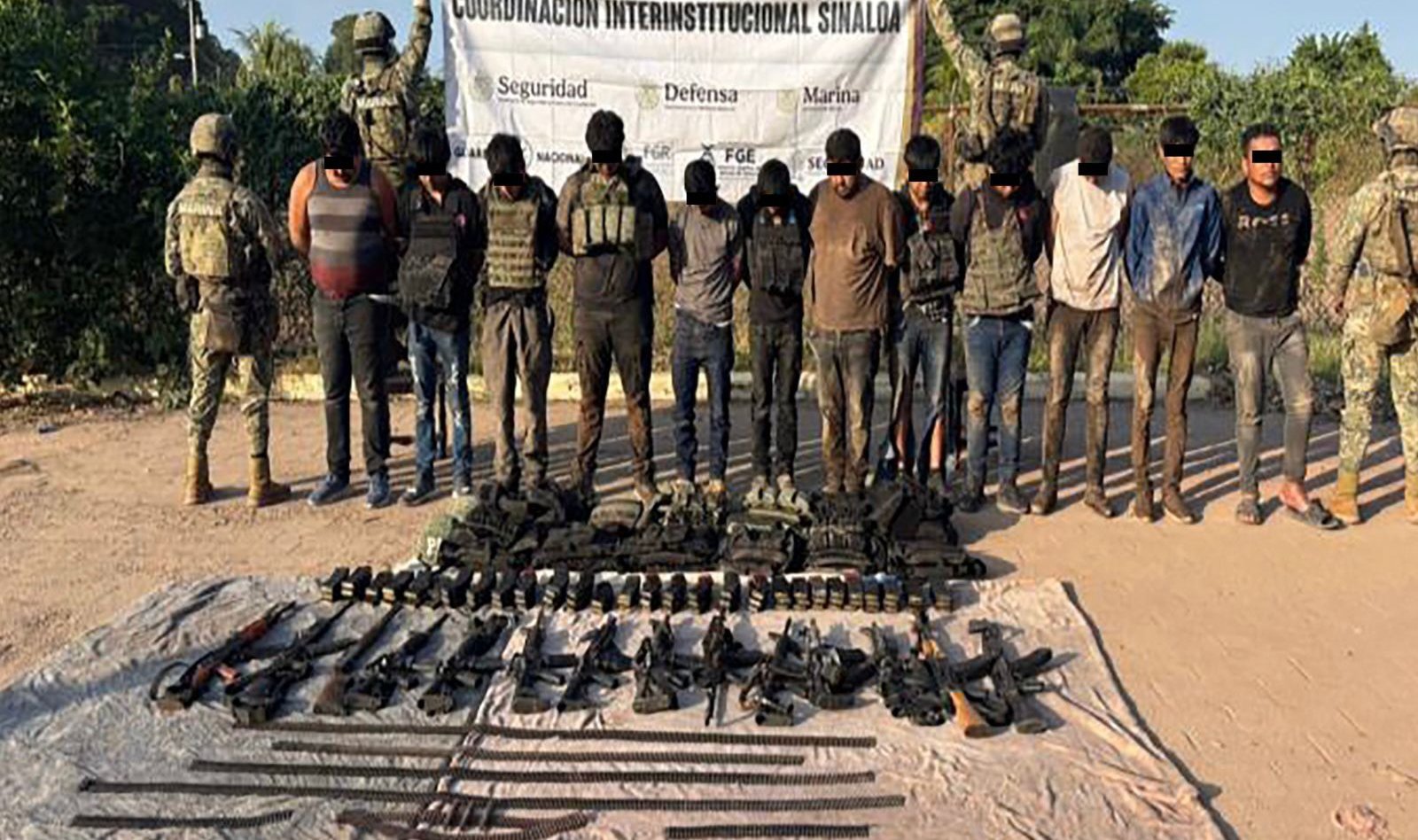 hombres detenidos en agrecion a la guardia nacional en navolato