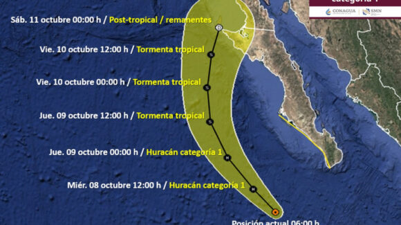 ¡Baja su intensidad! ‘Priscilla’ es ahora huracán categoría 1 y continuará degradándose mientras deja lluvias sobre Sinaloa