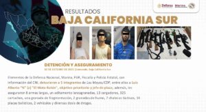 Información sobre detención de miembros del Cártel de Sinaloa en Baja California Sur