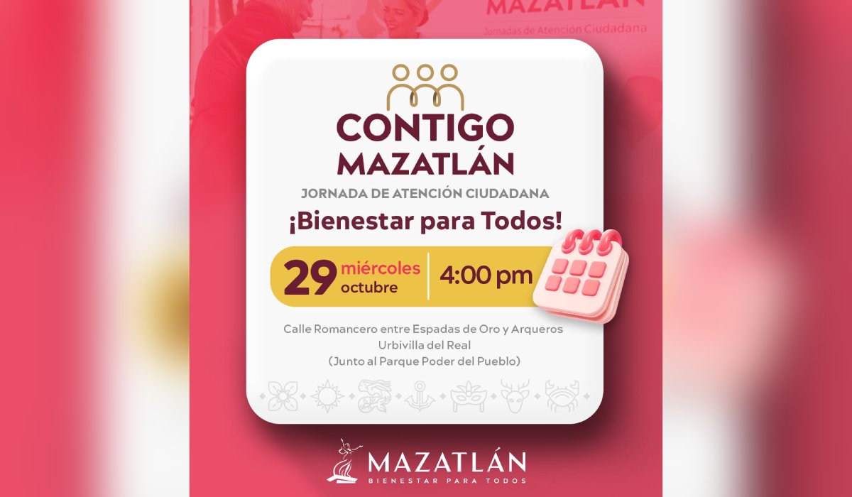 Anuncian jornada "Contigo Mazatlán" para el 29 de octubre
