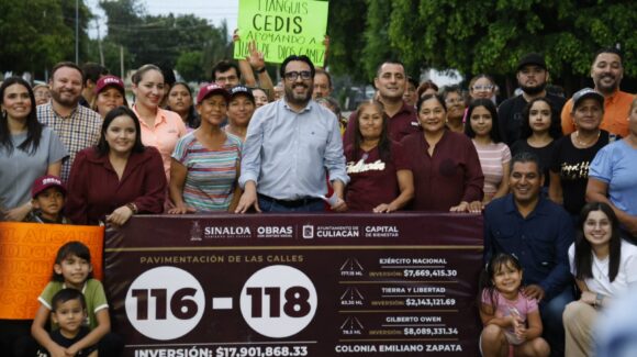 Gámez Mendívil entrega pavimentación de las calles Tierra y Libertad, Ejército Nacional y Gilberto Owen, en Culiacán, Sinaloa