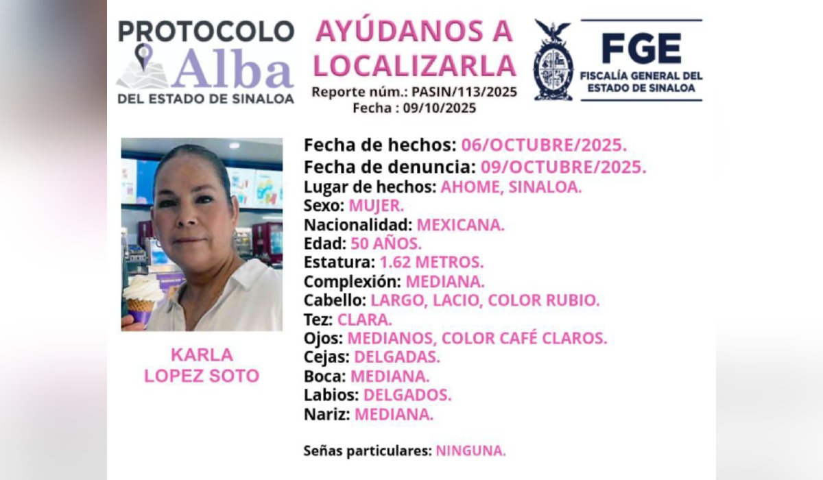Karla López Soto, desaparecida en Los Mochis, Sinaloa