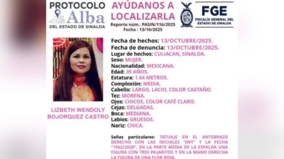 Activan ficha por desaparición de Lizbeth Wendoly; habría sido ‘levantada’ en Aguaruto, Culiacán, Sinaloa