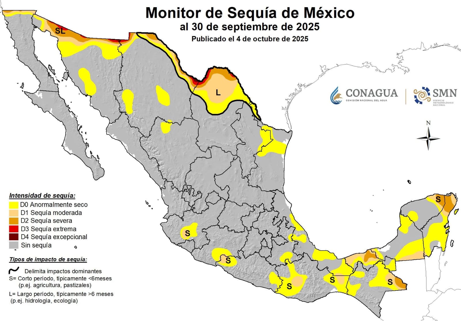 mapa de sequia en mexico