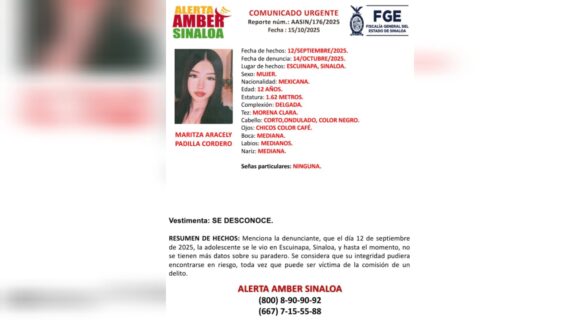 Activan Alerta Amber por la desaparición de una menor en Escuinapa, Sinaloa