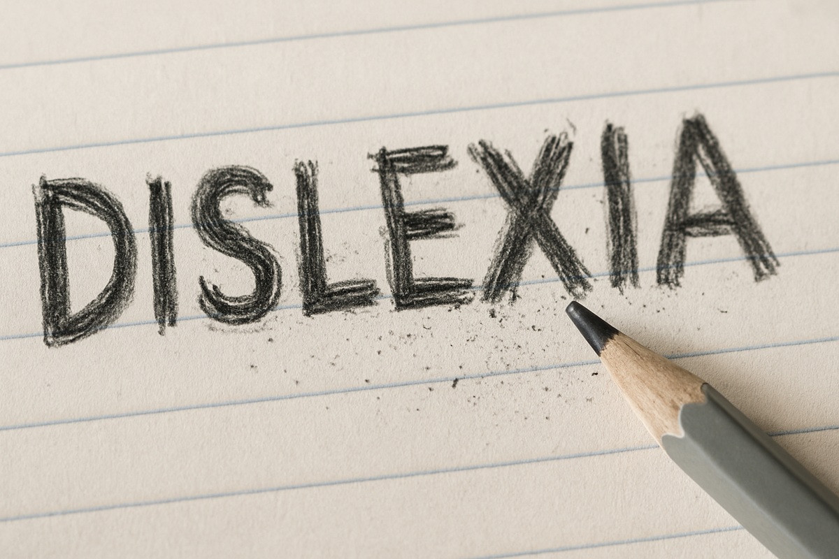 Palabra Dislexia escriba con lápiz