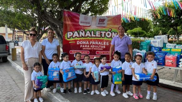 Recaudan más de 3 mil 500 pañales en el ‘Pañaletón 2025’ de Rosario, Sinaloa, en favor de adultos mayores y familias