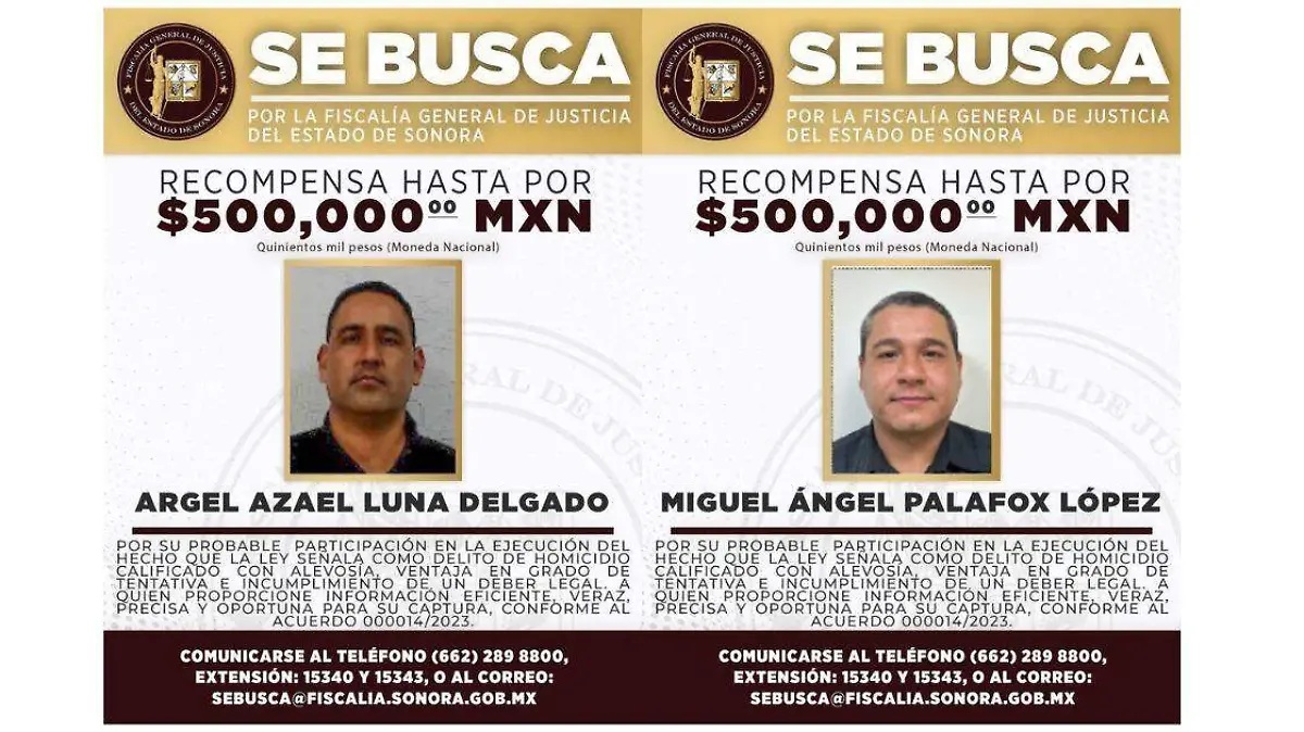 Recompensa por agentes prófugos tras ataque en Hermosillo