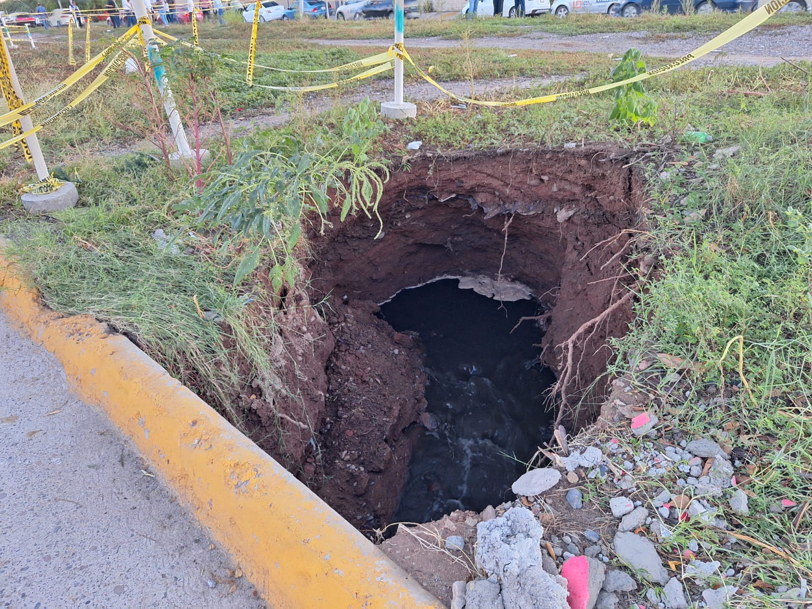 Socavones sobre el Centenario en Los Mochis