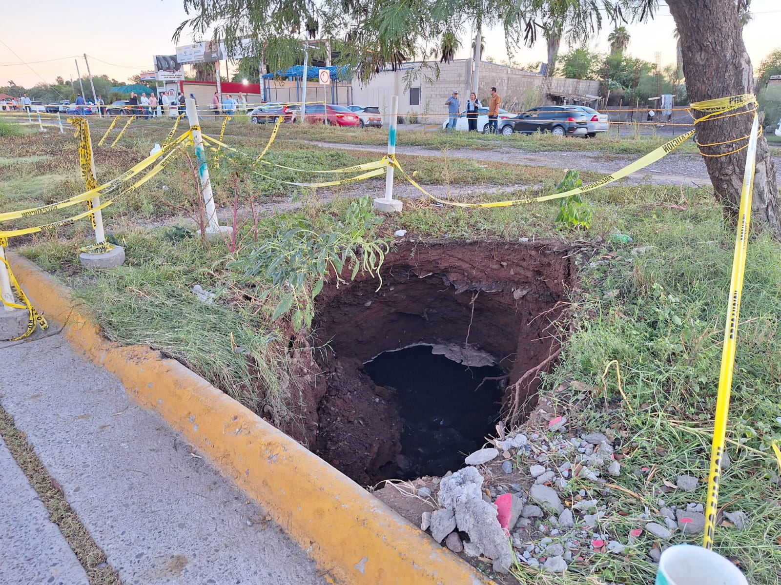 Socavones sobre el Centenario en Los Mochis