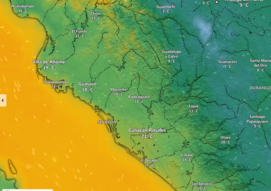 temperaturas bajas en sinaloa y mexico