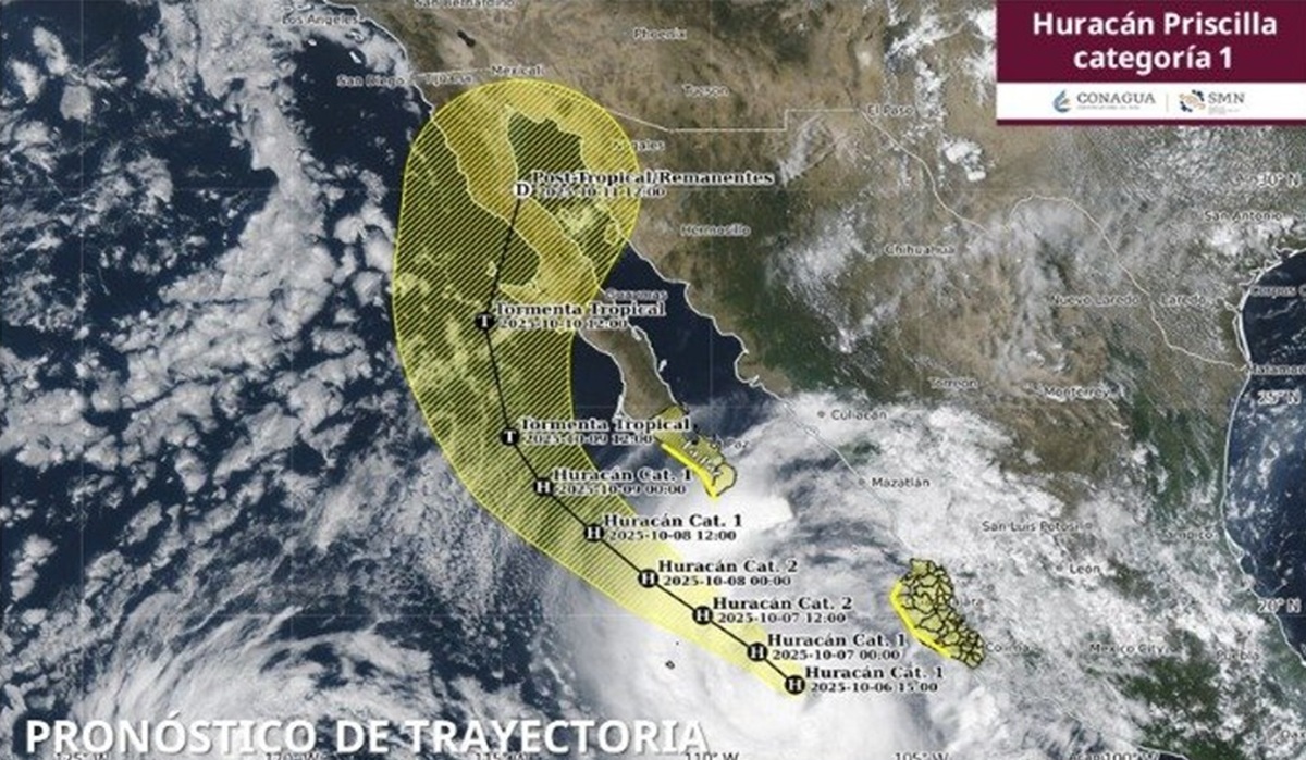 Trayectoria del Huracán Priscila, en el Oceáno Pacífico