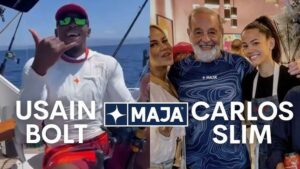 Usain Bolt y Carlos Slim usando MAJA