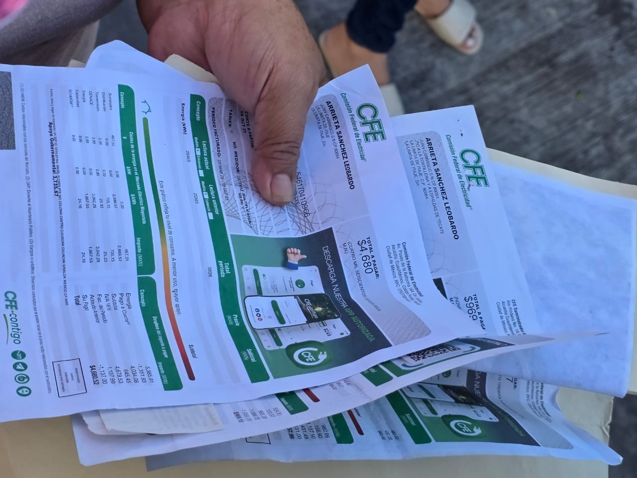 recibos de cobro de la CFE