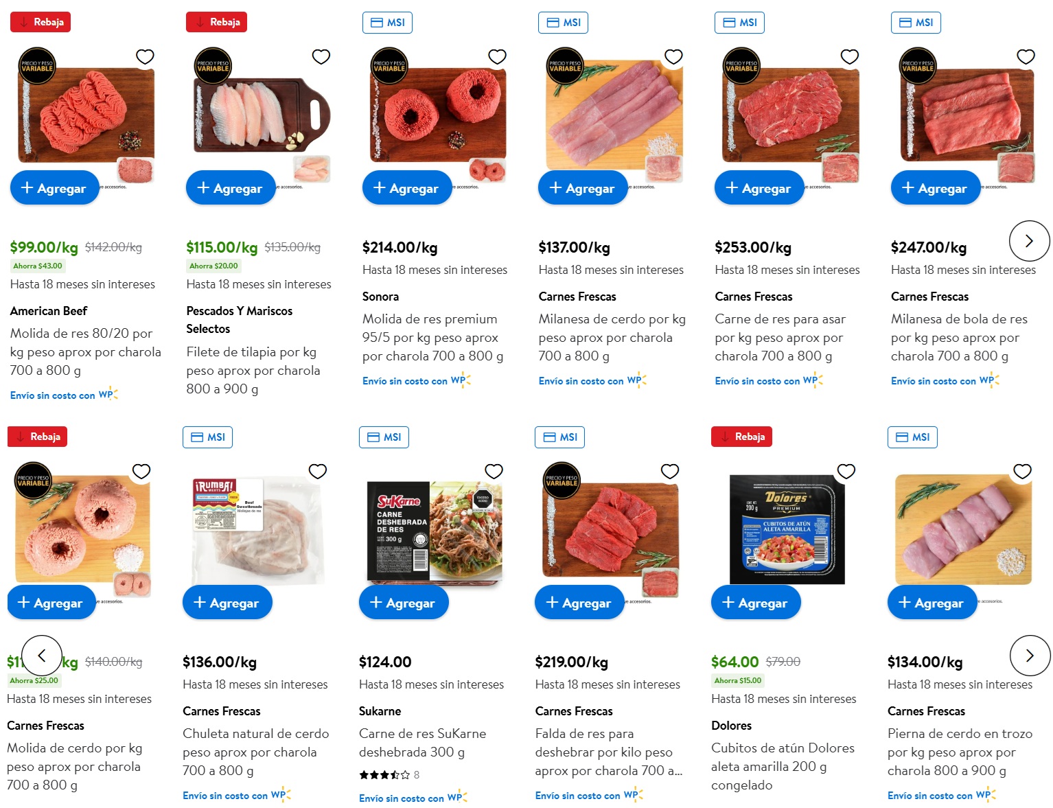 Ofertas en carnes y pescados en Walmart