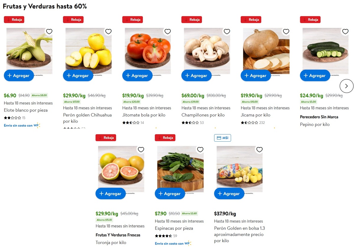 Ofertas de Walmart en Frutas y Verduras