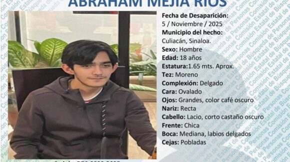 Ayuda a localizar a Abraham Mejía Ríos, joven desaparecido en Campo El Diez, Culiacán