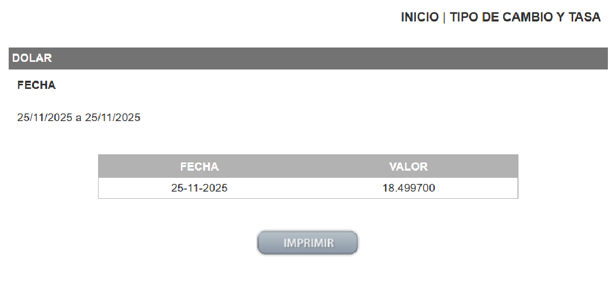 Dolar DOF 25 de noviembre