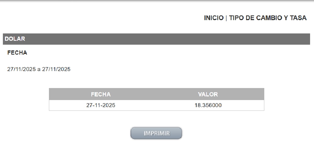 Dolar DOF 27 de noviembre