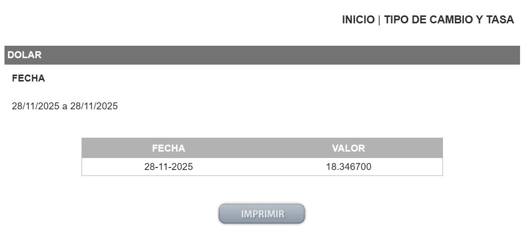 Dolar DOF 28 de noviembre