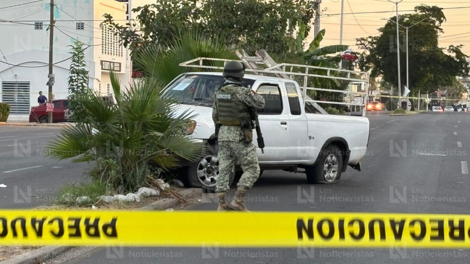 Ejército resguarda la camioneta baleada